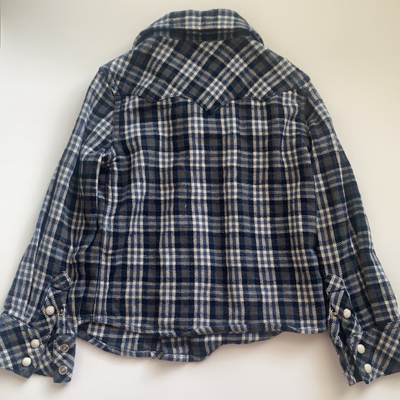 True Religion kids plaid shacket blue and Grey XS button down Long sleeve shirt - Picture 5 of 5
